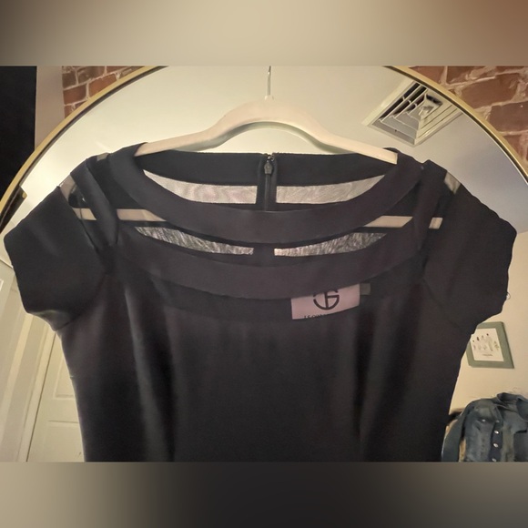 JS Collections Womens Illusion Panel Mermaid Gown - Deep Navy, 4. - Picture 4 of 9